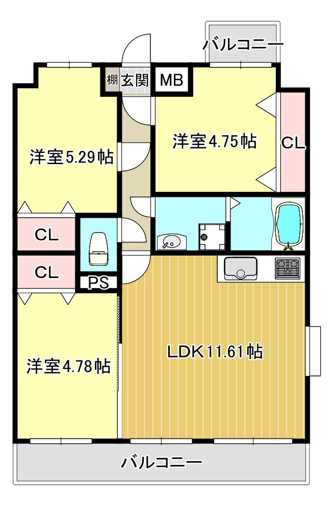 第４９川崎ビル 7階 3LDK 賃貸物件詳細