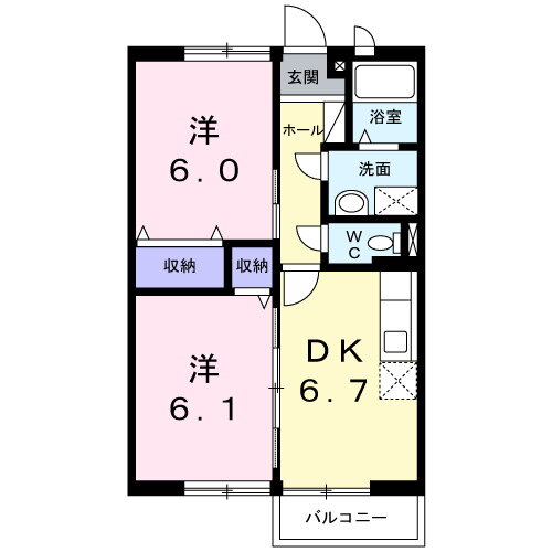 栃木県小山市大字横倉 小山駅 2DK アパート 賃貸物件詳細