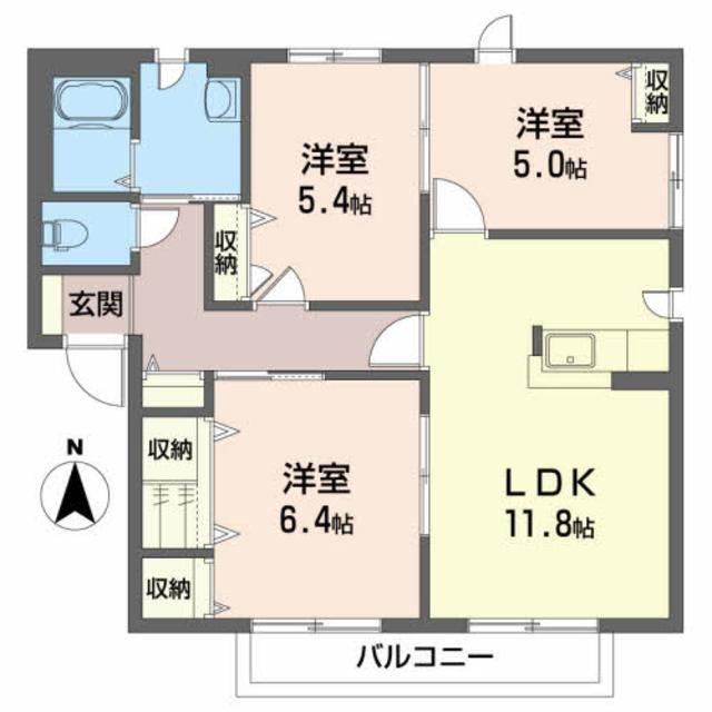 岩手県花巻市西大通り２ 3LDK アパート 賃貸物件詳細