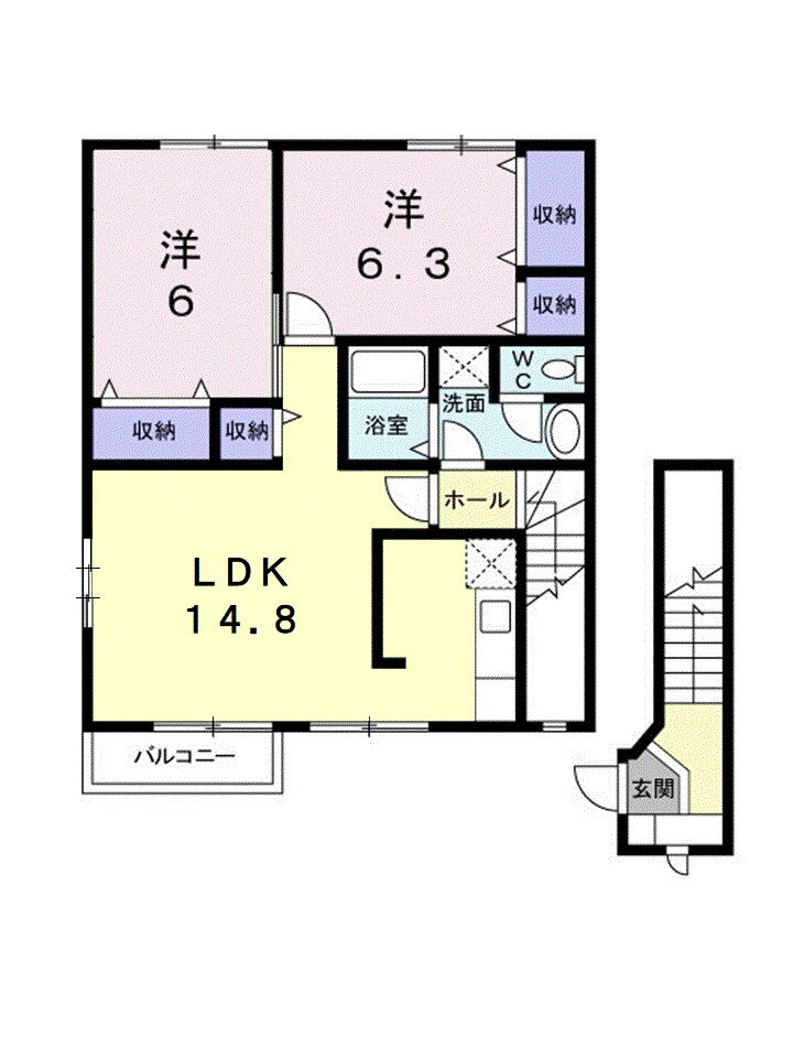 愛媛県松山市南吉田町 余戸駅 2LDK アパート 賃貸物件詳細