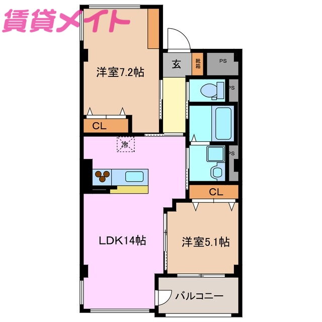 三重県四日市市南富田町 近鉄富田駅 2LDK マンション 賃貸物件詳細