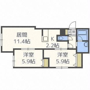 北海道札幌市白石区北郷七条３ 白石駅 2LDK アパート 賃貸物件詳細