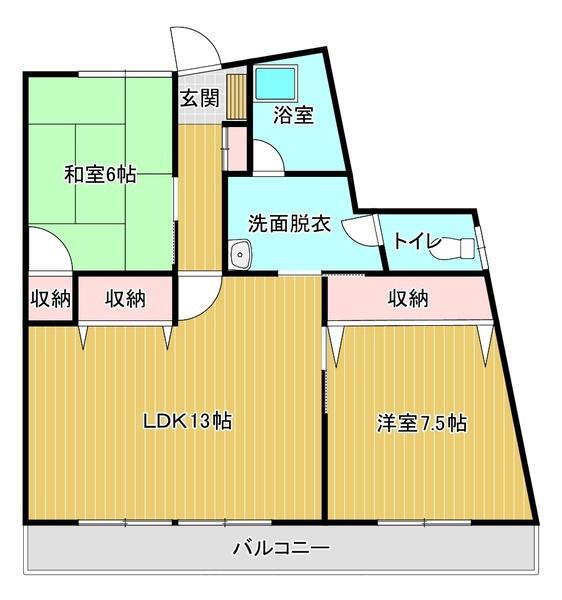 花宅ビル 7階 2LDK 賃貸物件詳細