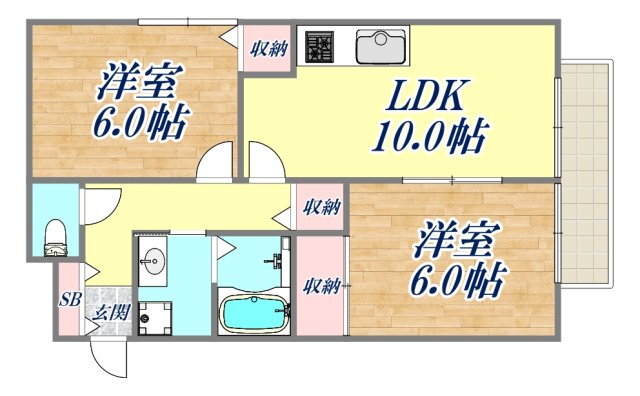 メゾンドソレイユ 1階 2LDK 賃貸物件詳細