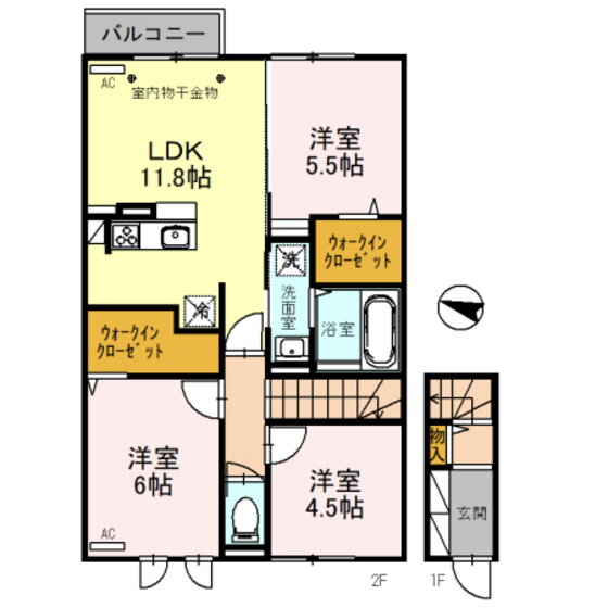 ル・リアンＢ棟 2階 3LDK 賃貸物件詳細