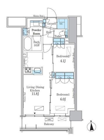 パークアクシス新宿百人町 5階 2LDK 賃貸物件詳細