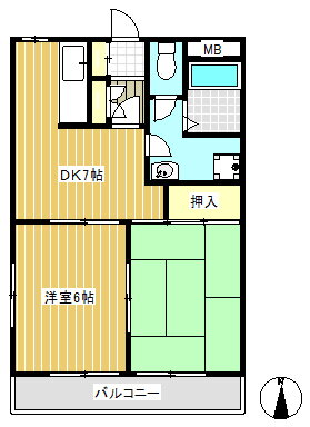 サニーハイツ 1階 2DK 賃貸物件詳細