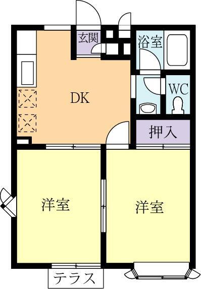 茨城県つくば市並木３ つくば駅 2DK アパート 賃貸物件詳細