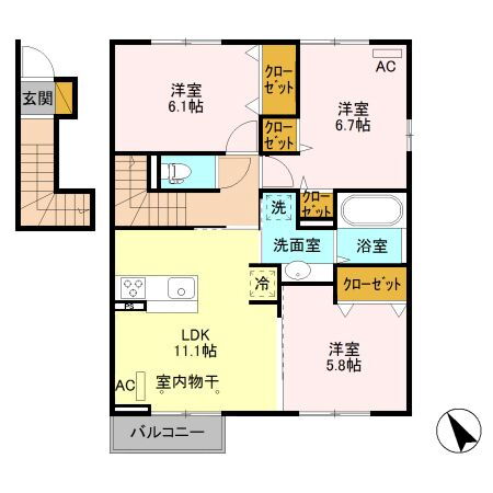 栃木県宇都宮市若松原２ 雀宮駅 3LDK アパート 賃貸物件詳細