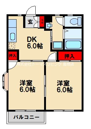 福岡県小郡市津古 津古駅 2DK アパート 賃貸物件詳細