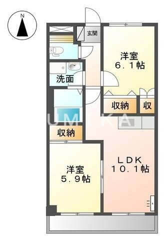 ベルグランデ高柳 2階 2LDK 賃貸物件詳細