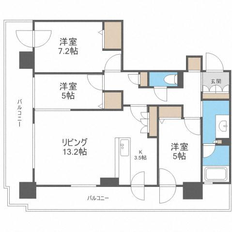 北海道札幌市東区北七条東１ 札幌駅 3LDK マンション 賃貸物件詳細