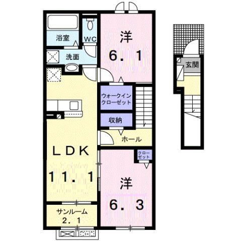 富山県富山市山室荒屋新町 大泉駅 2LDK アパート 賃貸物件詳細