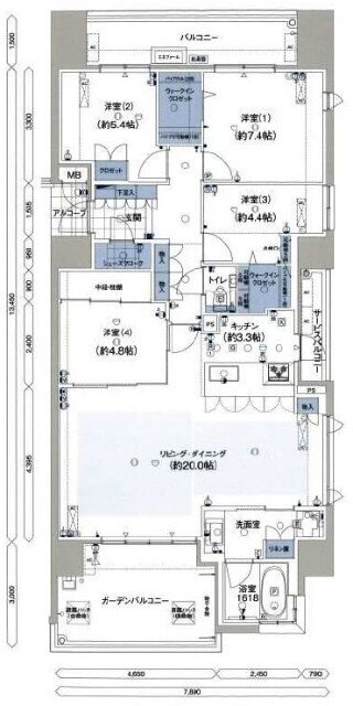 パークフロント香椎照葉 16階 4LDK 賃貸物件詳細