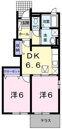 ミルフィーユ　Ｄ 1階 2DK 賃貸物件詳細