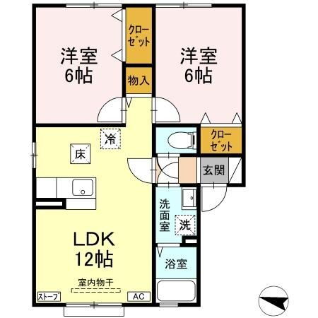 サンモール稲田Ｂ 1階 2LDK 賃貸物件詳細