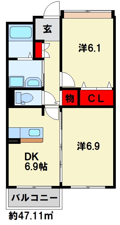福岡県北九州市小倉南区上吉田１ 下曽根駅 2DK マンション 賃貸物件詳細