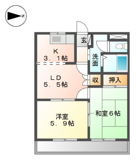 兵庫県姫路市広畑区西蒲田 余部駅 2DK アパート 賃貸物件詳細