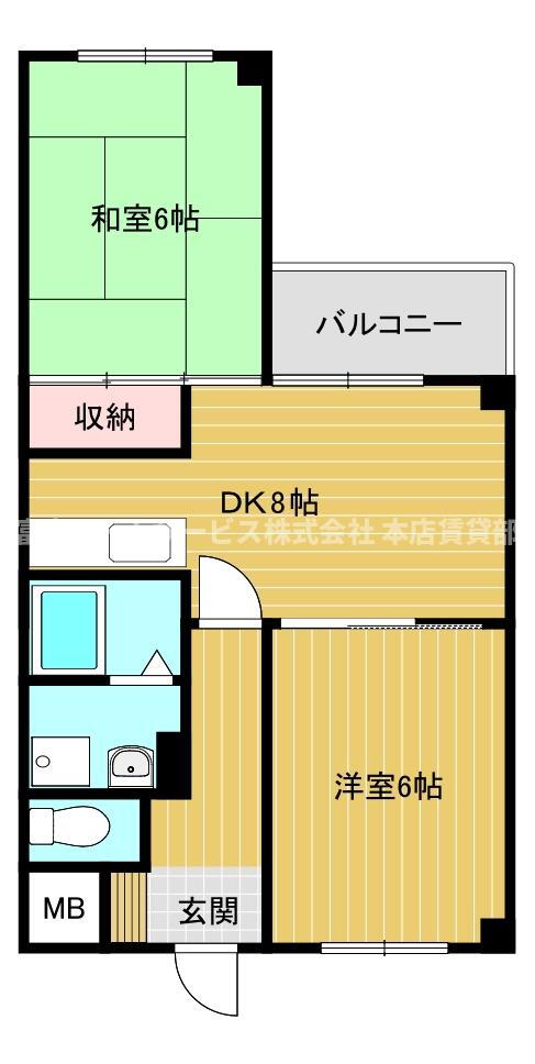 万代東マンション 3階 2K 賃貸物件詳細