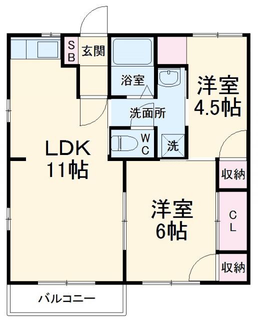 セントリバーハイツ千代崎 2階 2LDK 賃貸物件詳細