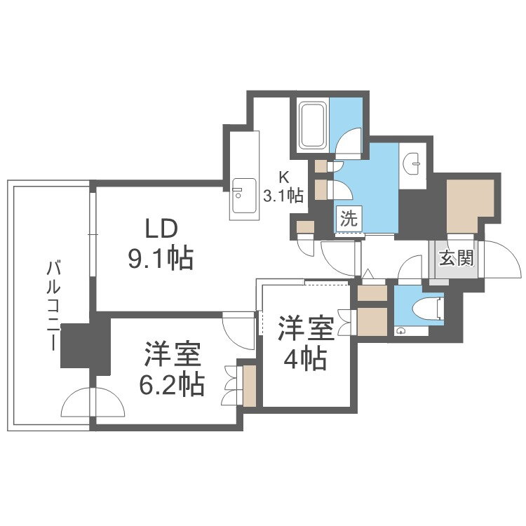 北海道札幌市東区北六条東２ さっぽろ駅 2LDK マンション 賃貸物件詳細