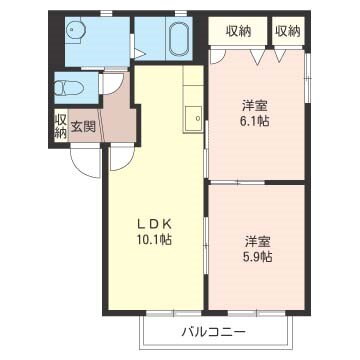 サンハイムＢ　２０２号室 2階 2LDK 賃貸物件詳細
