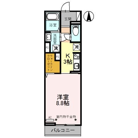 富山県富山市黒崎 1K アパート 賃貸物件詳細