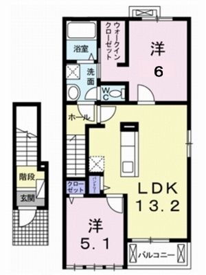 愛媛県松山市土居町 いよ立花駅 2LDK アパート 賃貸物件詳細