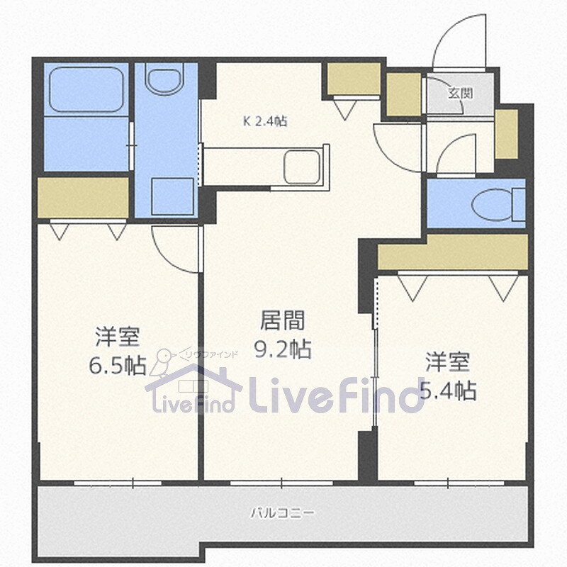 北海道札幌市豊平区平岸一条６ 中の島駅 2LDK マンション 賃貸物件詳細