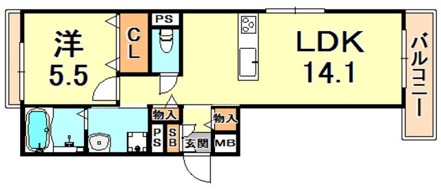 兵庫県神戸市中央区熊内町５ 新神戸駅 1LDK アパート 賃貸物件詳細