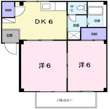 ファミーユ　Ｂ棟 2階 2DK 賃貸物件詳細