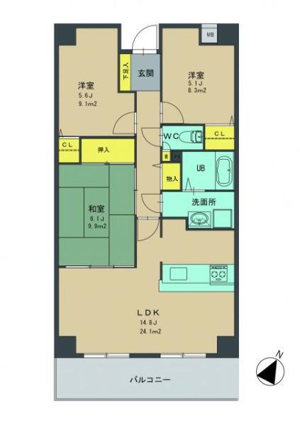 福岡県糸島市前原東１ 糸島高校前駅 3LDK マンション 賃貸物件詳細