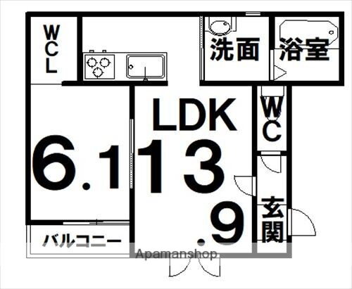 ヴィフレア 2階 1LDK 賃貸物件詳細