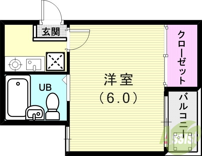 兵庫県神戸市須磨区大黒町３ 板宿駅 1K マンション 賃貸物件詳細