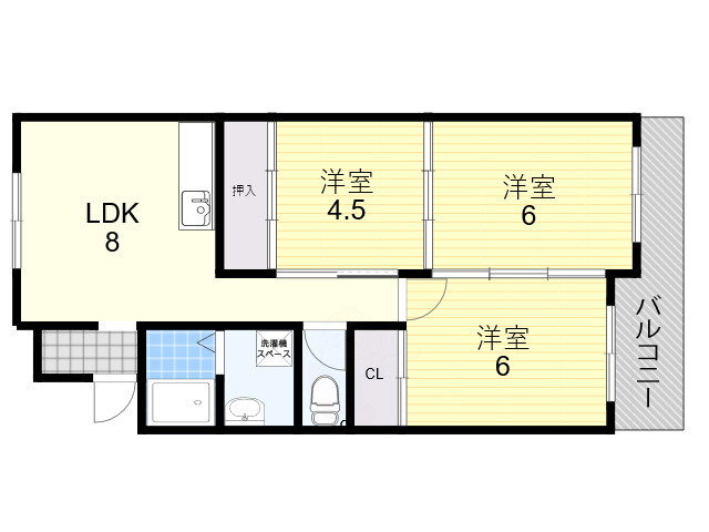 ハイツ冨士 4階 3LDK 賃貸物件詳細