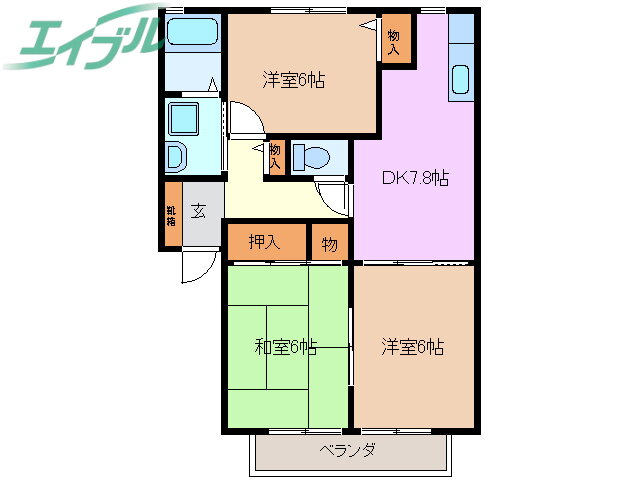 三重県四日市市垂坂新町 霞ヶ浦駅 3DK アパート 賃貸物件詳細