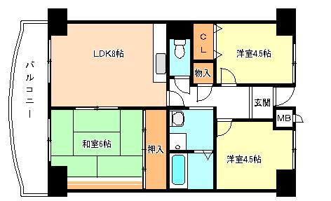 プレストコート弐番館 5階 3LDK 賃貸物件詳細