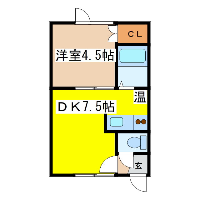 北海道釧路市文苑３ 1DK アパート 賃貸物件詳細