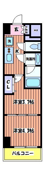 クレイシア立川 3階 2K 賃貸物件詳細