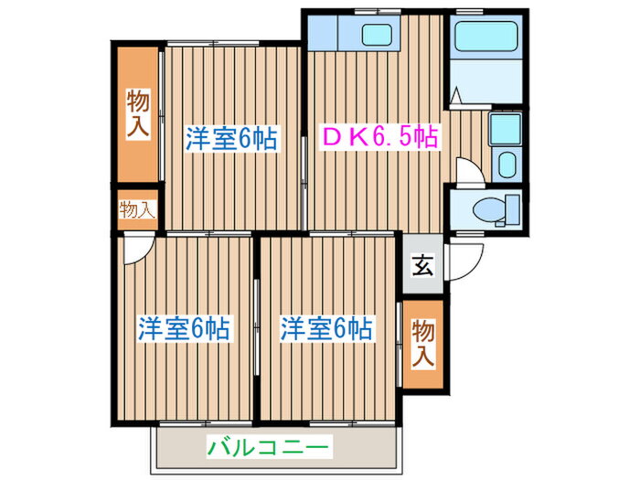 庄子ハイツＢ 2階 3DK 賃貸物件詳細