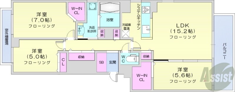 北海道札幌市中央区南十七条西１２ 幌平橋駅 3LDK マンション 賃貸物件詳細