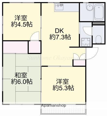岡山県岡山市北区三門東町 備前三門駅 3DK アパート 賃貸物件詳細