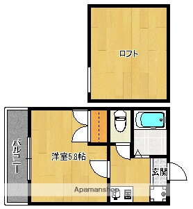 福岡県福岡市南区大楠１ 高宮駅 1K アパート 賃貸物件詳細