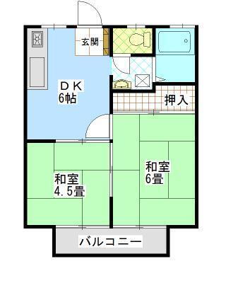 サンシティオレゴン　１ 2階 2DK 賃貸物件詳細