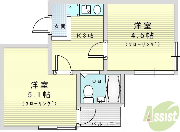 すばる一番館 3階 2K 賃貸物件詳細