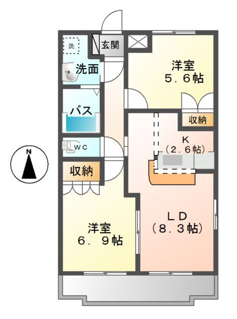 栃木県小山市大字粟宮 間々田駅 2LDK アパート 賃貸物件詳細