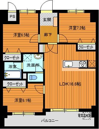 マリンコートＩＩ 5階 3LDK 賃貸物件詳細