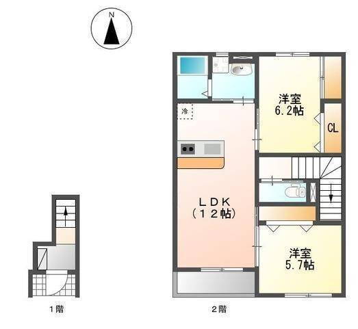 愛媛県松山市越智３ 福音寺駅 2LDK アパート 賃貸物件詳細