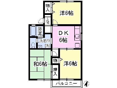 エトワール渡辺 2階 3DK 賃貸物件詳細