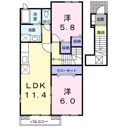 エクセレント　ハウス・Ｋ　Ｂ 2階 2LDK 賃貸物件詳細